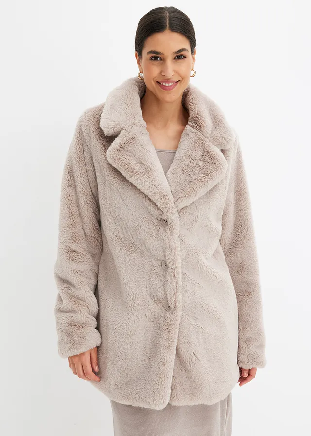 Manteau en peluche, Couleur: grès