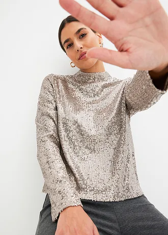 Blúz flitterekkel • világos aranyszín • bonprix áruház