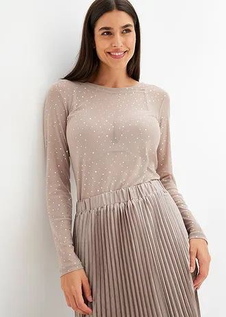 Longsleeve van glanzend mesh • natuursteen/zilver metallic • bonprix online shop