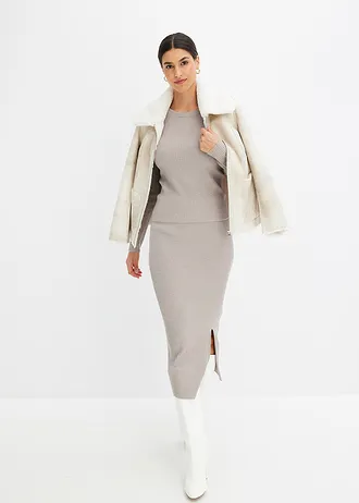 Jupe douce en maille • argenté-grès • Boutique bonprix