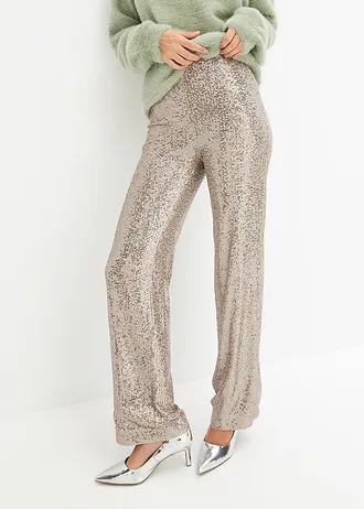 Pantalon en jersey à sequins • marron clair • Boutique bonprix