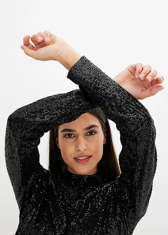 Halenka bez zapínání, s flitry • černá • bonprix obchod