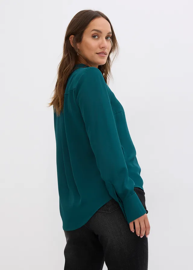 Blouse en mousseline, coupe trapèze • vert profond • product-page.page-title-suffix