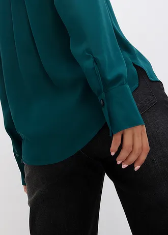 Blouse en mousseline, coupe trapèze • vert profond • Boutique bonprix