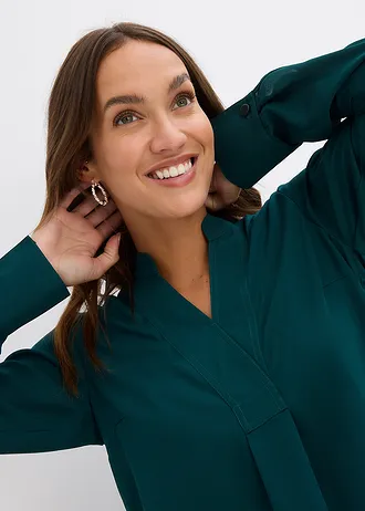 Blouse en mousseline, coupe trapèze • vert profond • Boutique bonprix