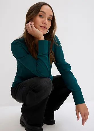 Blouse en mousseline, coupe trapèze • vert profond • Boutique bonprix