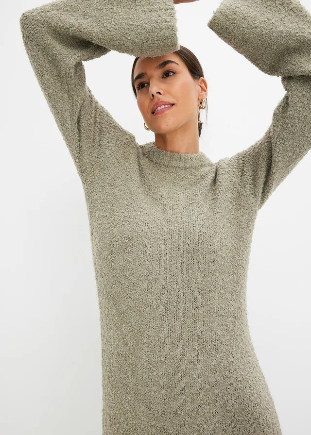 Gebreide jurk van bouclé • zeegras • product-page.page-title-suffix