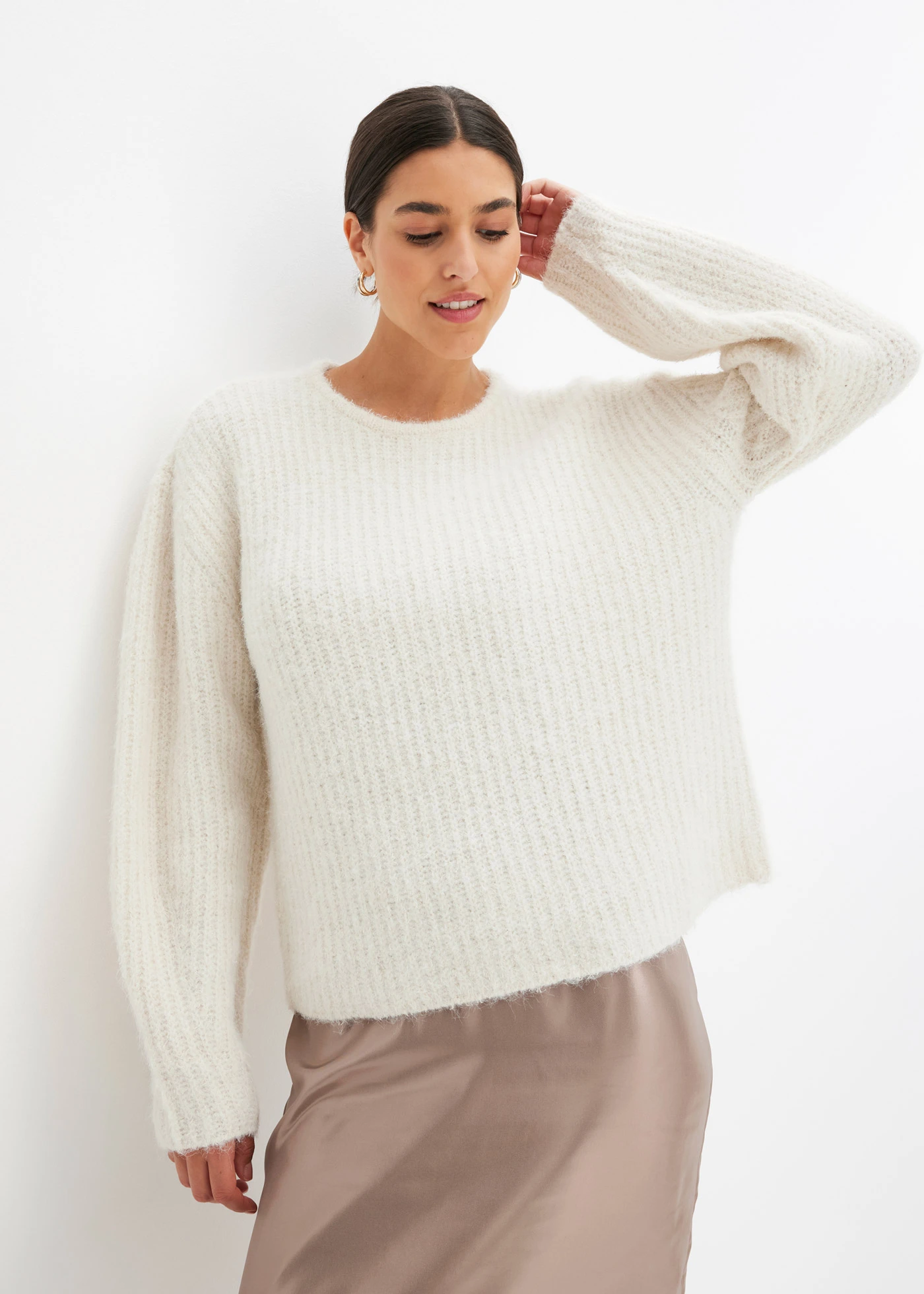 Svetr ze silnější pleteniny • přírodní bílá • bonprix obchod