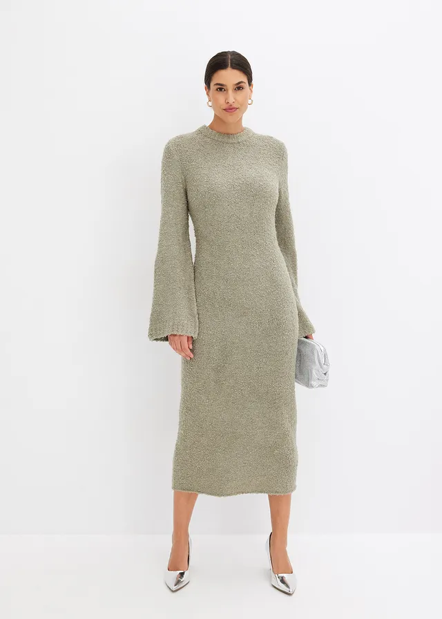 Gebreide jurk van bouclé • zeegras • product-page.page-title-suffix