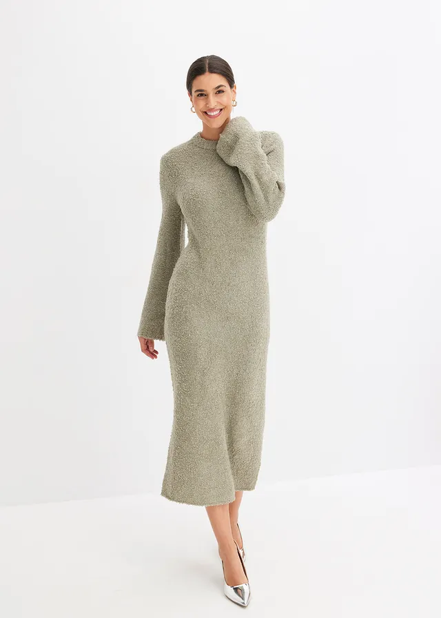 Robe en maille bouclette, Couleur: gris vert