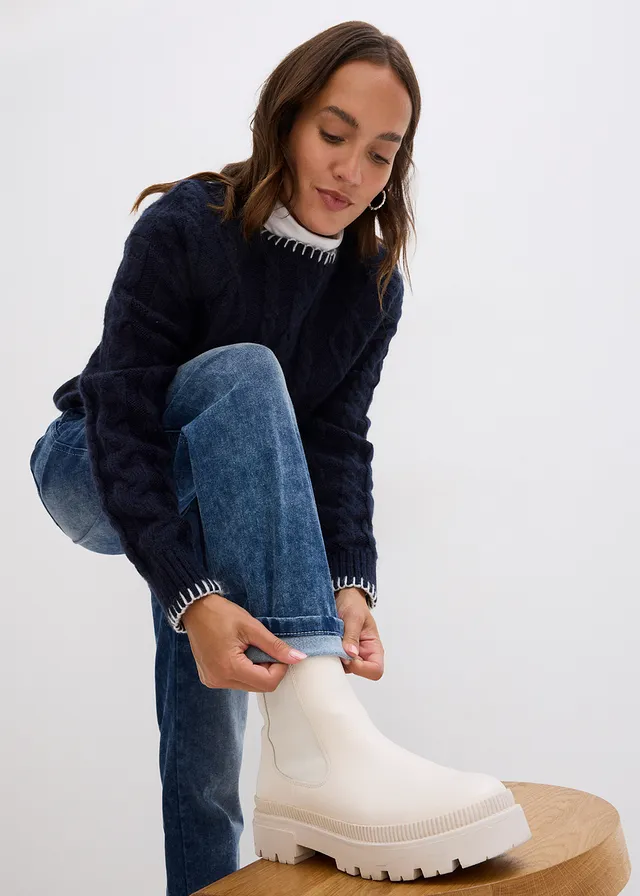 Jean boyfriend taille mi-haute, thermique • bleu foncé denim used • product-page.page-title-suffix