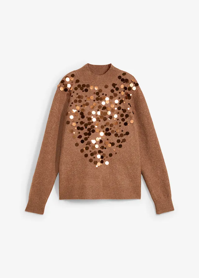 Pull à sequins • marron • Boutique bonprix