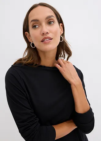 Longsleeve in een katoenmix • zwart • bonprix online shop