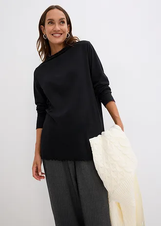 Longsleeve in een katoenmix • zwart • bonprix online shop