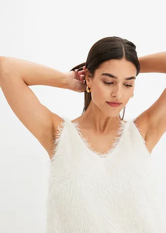 Blousetop met fluffy garen • wolwit • bonprix online shop