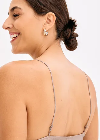 Šaty na ramínka z jemného saténu • béžovošedá • bonprix obchod