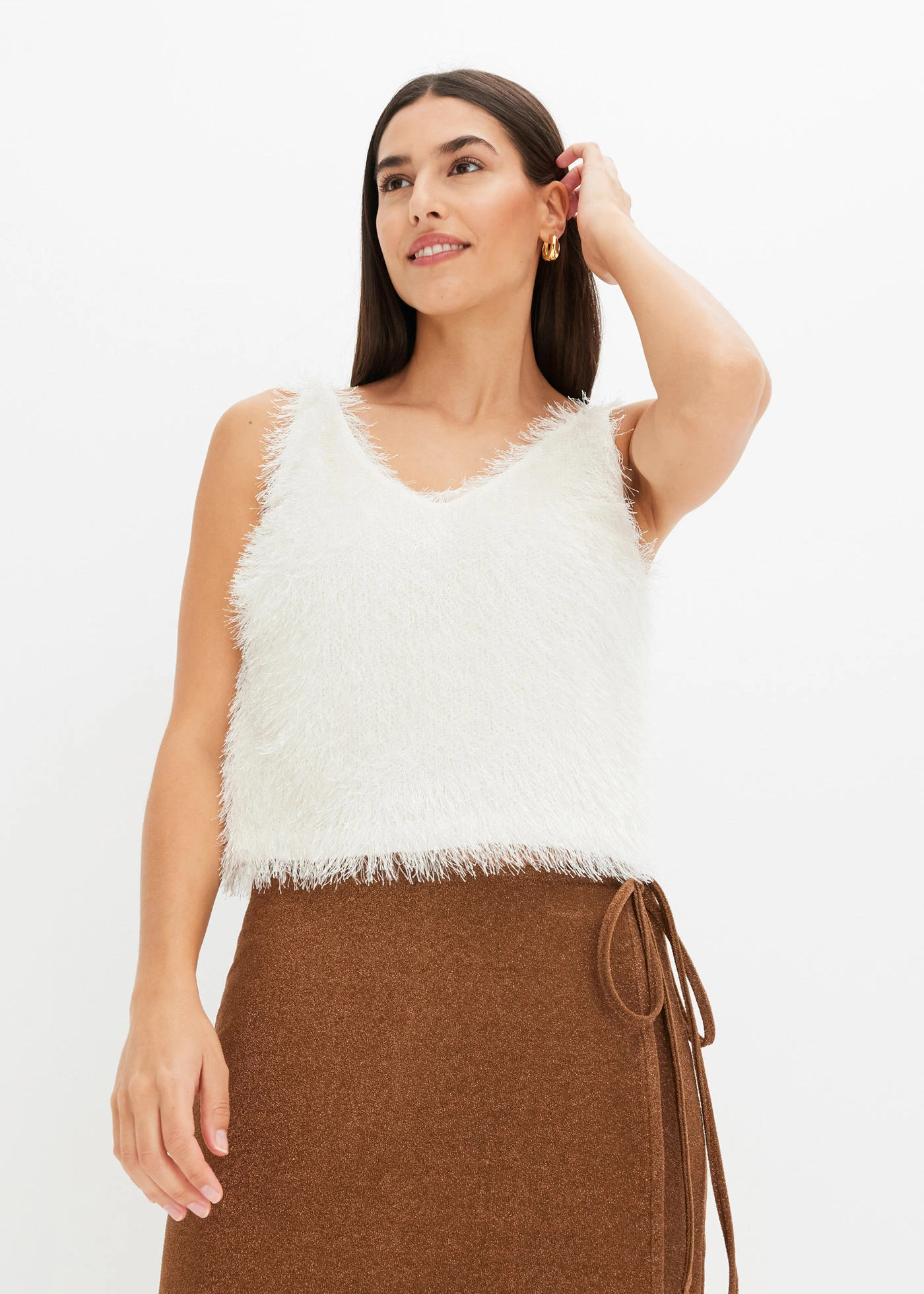 Blousetop met fluffy garen • wolwit • bonprix online shop
