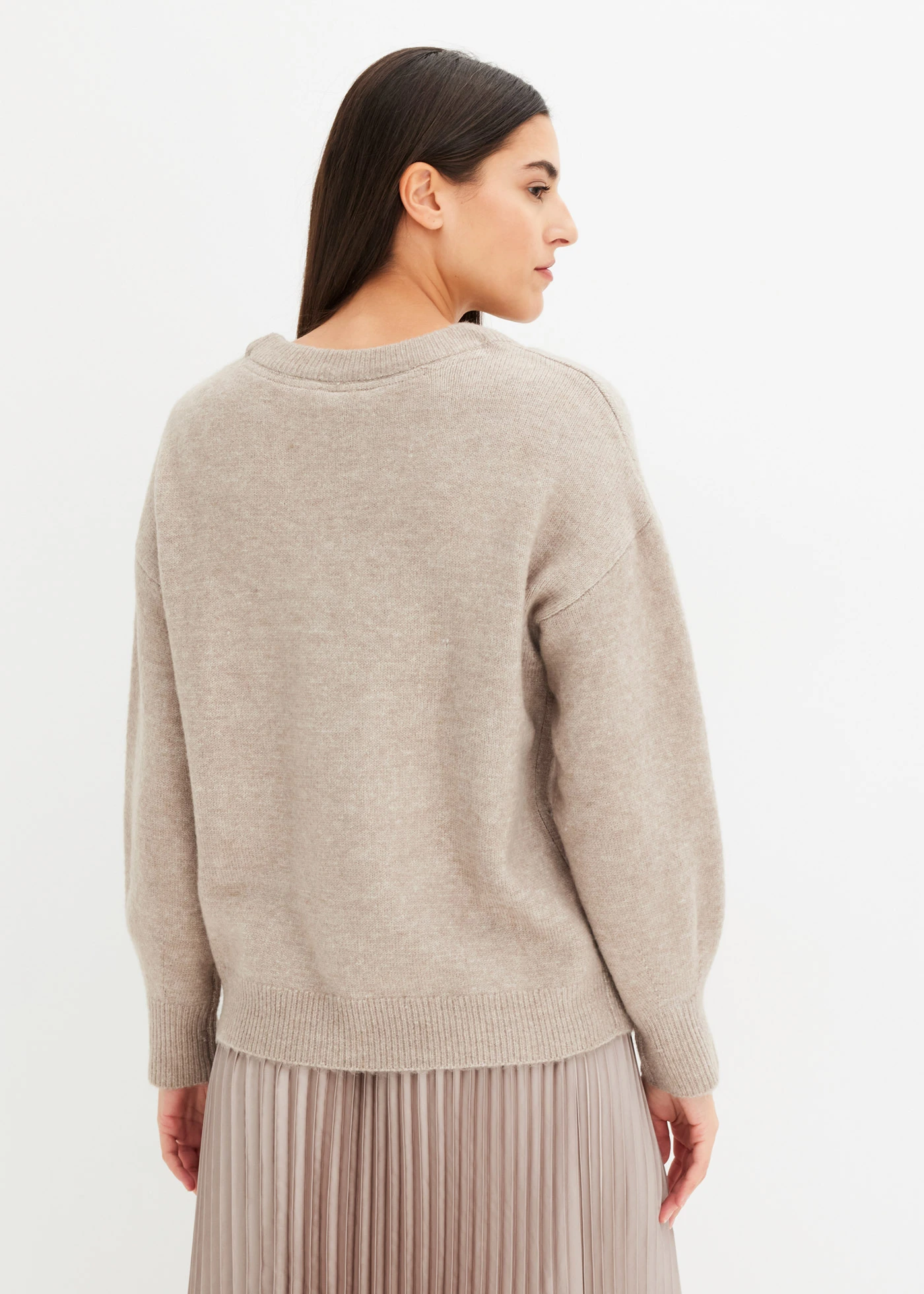 Boxy trui met pailletten • natuursteen gemêleerd • bonprix online shop