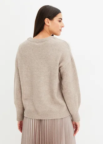 Boxy trui met pailletten • natuursteen gemêleerd • bonprix online shop