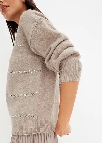 Boxy trui met pailletten • natuursteen gemêleerd • bonprix online shop