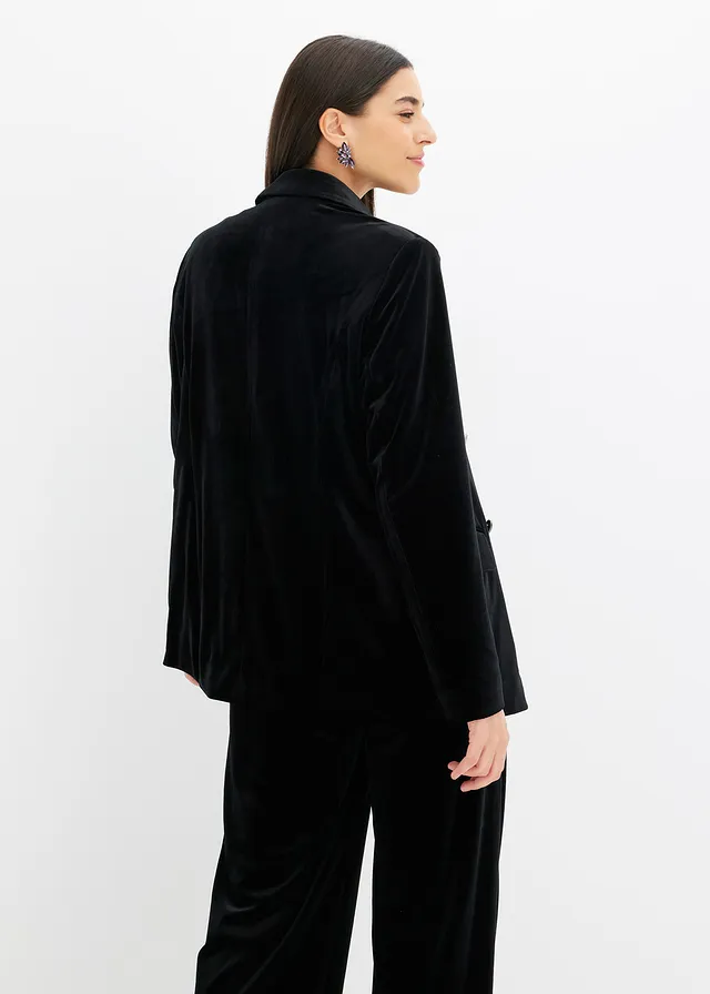 Fluwelen blazer, Kleur: zwart
