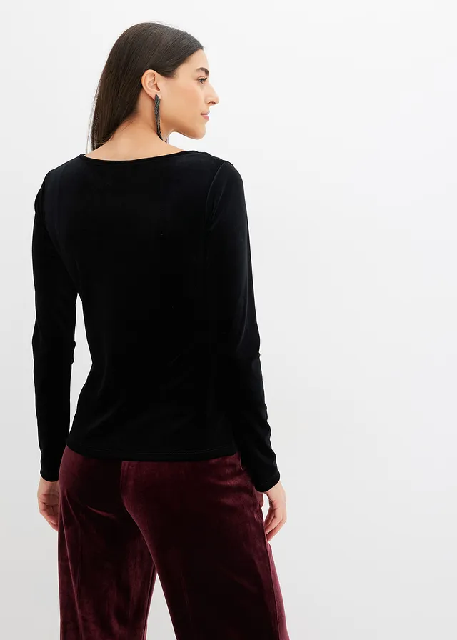 Shirt van zacht fluweel • zwart • bonprix online shop