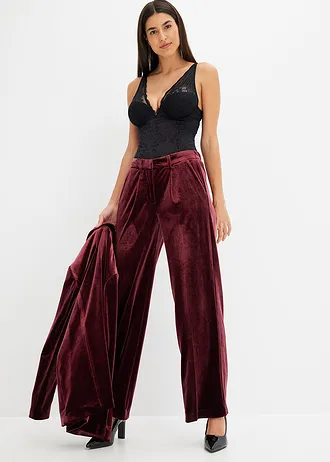 Kalhoty z jemného sametu • javorově červená • bonprix obchod