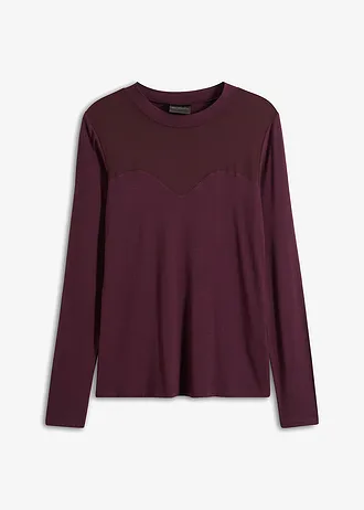 Longsleeve met mesh, Kleur: wijnrood