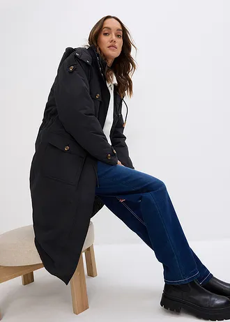 Płaszcz zimowy w optyce 2 w 1 • czarny • sklep bonprix