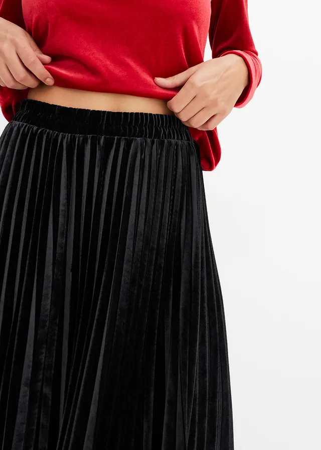 Plissé rok van zacht fluweel • zwart • product-page.page-title-suffix