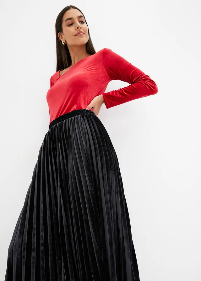 Plissé rok van zacht fluweel • zwart • product-page.page-title-suffix