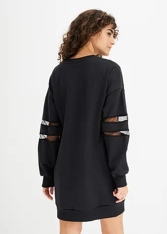 Robe en molleton à empiècements en mesh • noir • Boutique bonprix