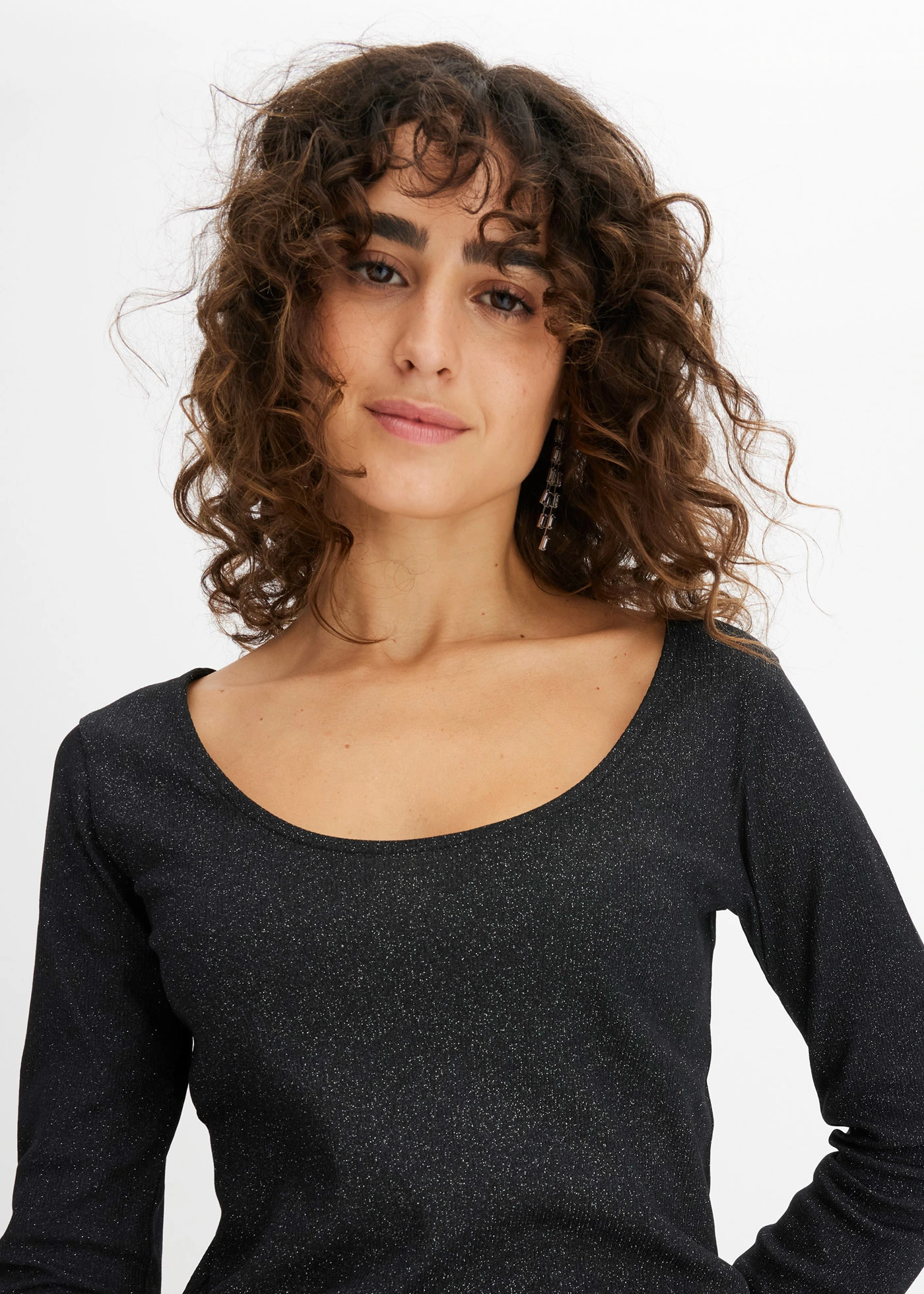 Glanzend geribd shirt • zwart • bonprix online shop