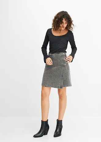 Glanzend geribd shirt • zwart • bonprix online shop