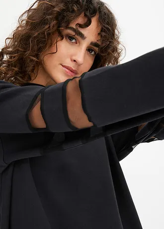 Robe en molleton à empiècements en mesh • noir • Boutique bonprix