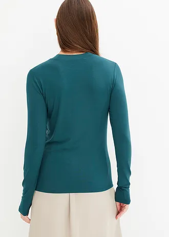 Longsleeve met mesh, Kleur: petrolgroen