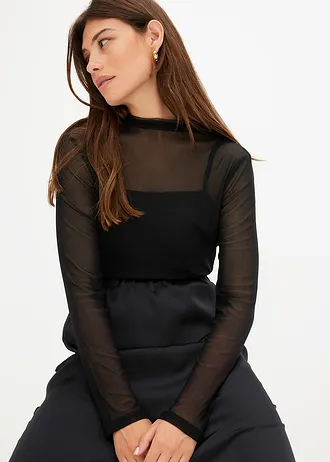 Longsleeve met mesh • zwart • bonprix online shop