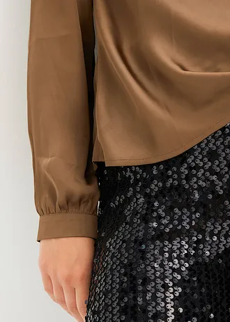 Halenka z jemného saténu • nugátově hnědá • bonprix obchod