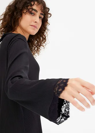 Cămaşă de noapte cu dantelă • negru • magazin bonprix