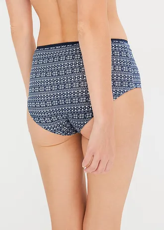 Lot de 4 culottes coton Maxi, Couleur: bleu foncé/blanc motif + bleu foncé