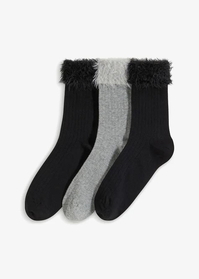 Ponožky s vrúbkovanou štruktúrou, bio bavlna (3 ks)