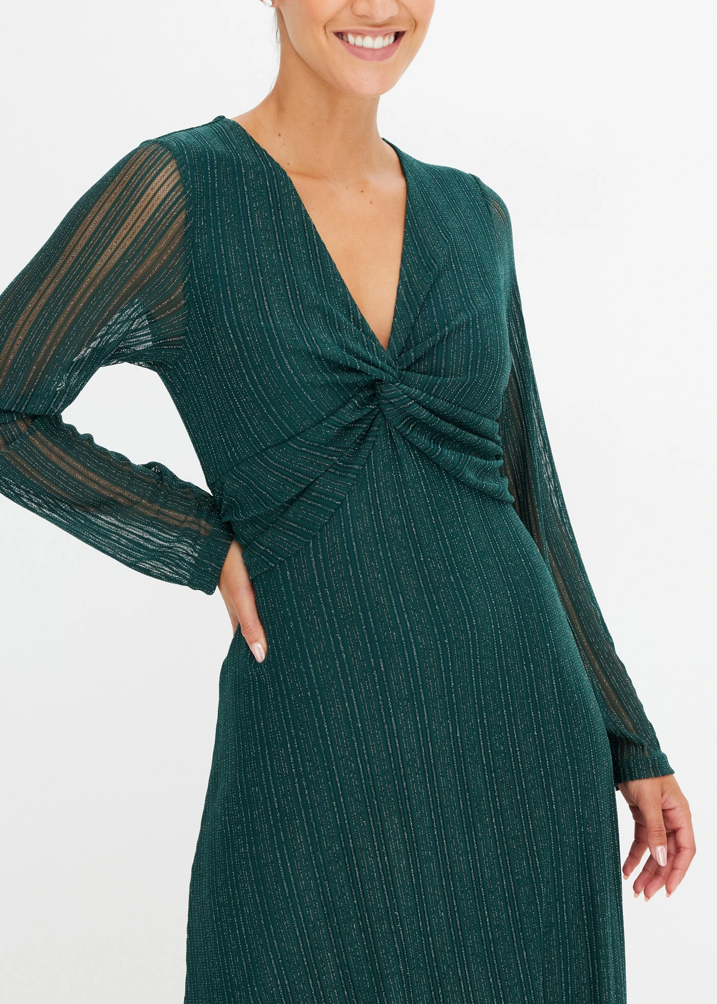 Midi jurk met glittereffect • diepgroen • bonprix online shop