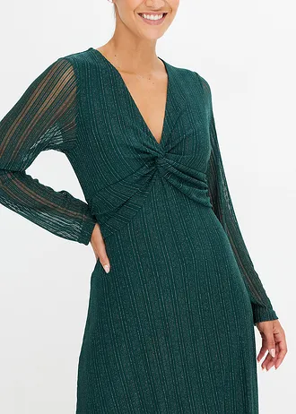 Midi jurk met glittereffect • diepgroen • bonprix online shop
