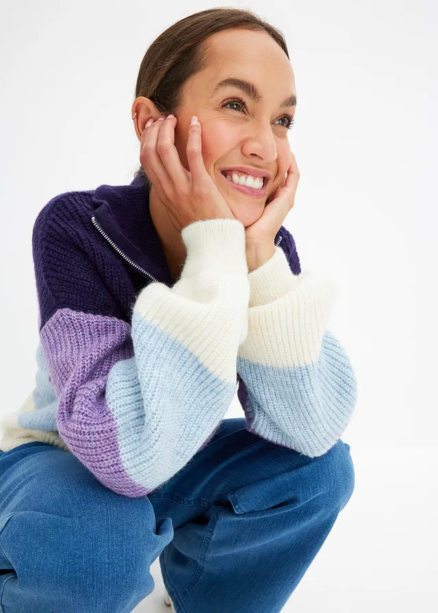 Pull camionneur • prune/parme/violet clair/blanc rayé diagonal • product-page.page-title-suffix