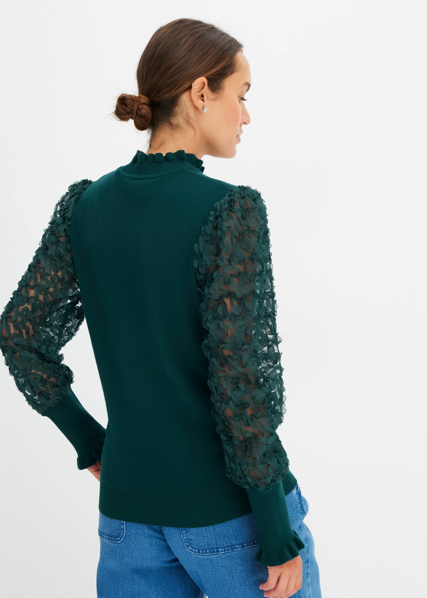 Pulover cu guler rulat, din amestec moale de viscoză • verde profund • magazin bonprix