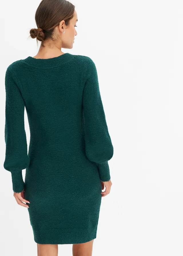 Gebreide jurk, Kleur: diepgroen