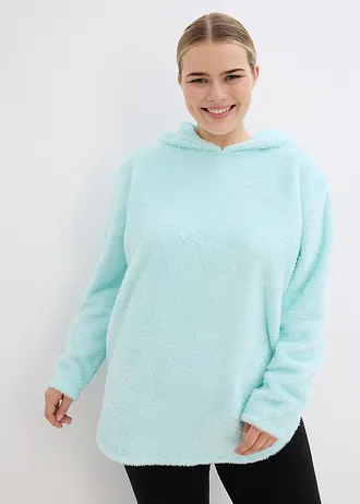 Lange trui van zacht fleece, oversized, Kleur: mint