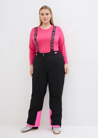 Nepromokavé funkční lyžařské termo kalhoty s odnímatelnými šlemi, barva: černá