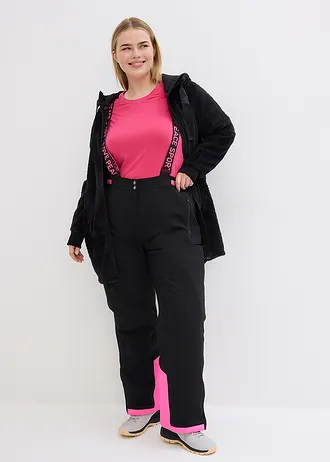 Nepromokavé funkční lyžařské termo kalhoty s odnímatelnými šlemi, barva: černá