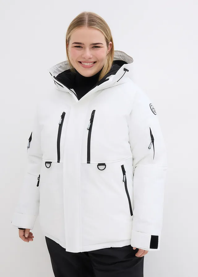 Veste de ski imperméable avec pare-neige, Couleur: blanc
